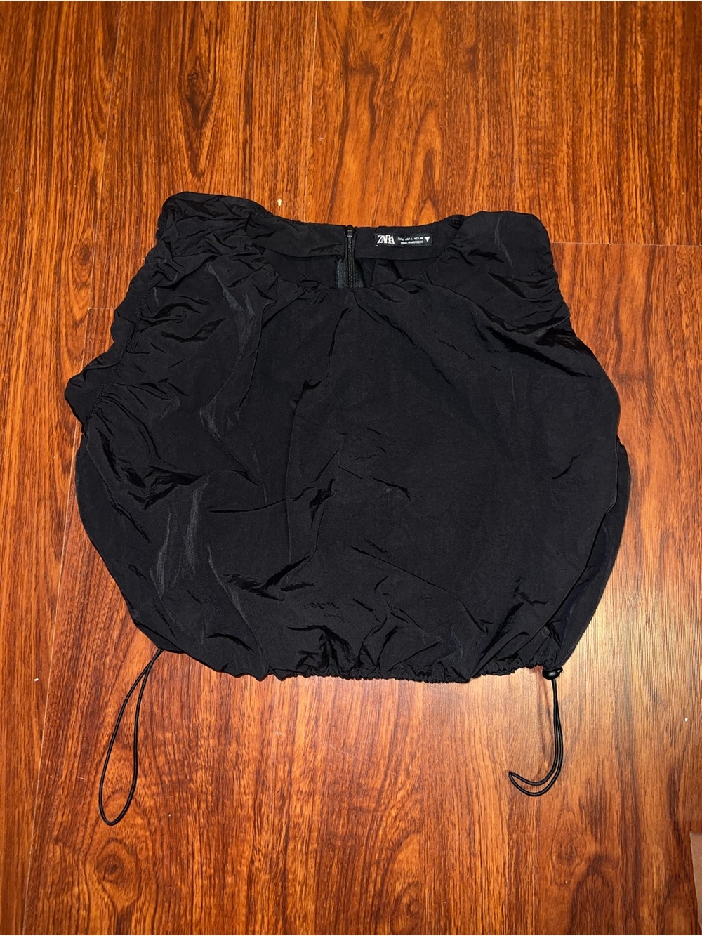 ZARA Black Women's Gathered Bubble Crop Top
